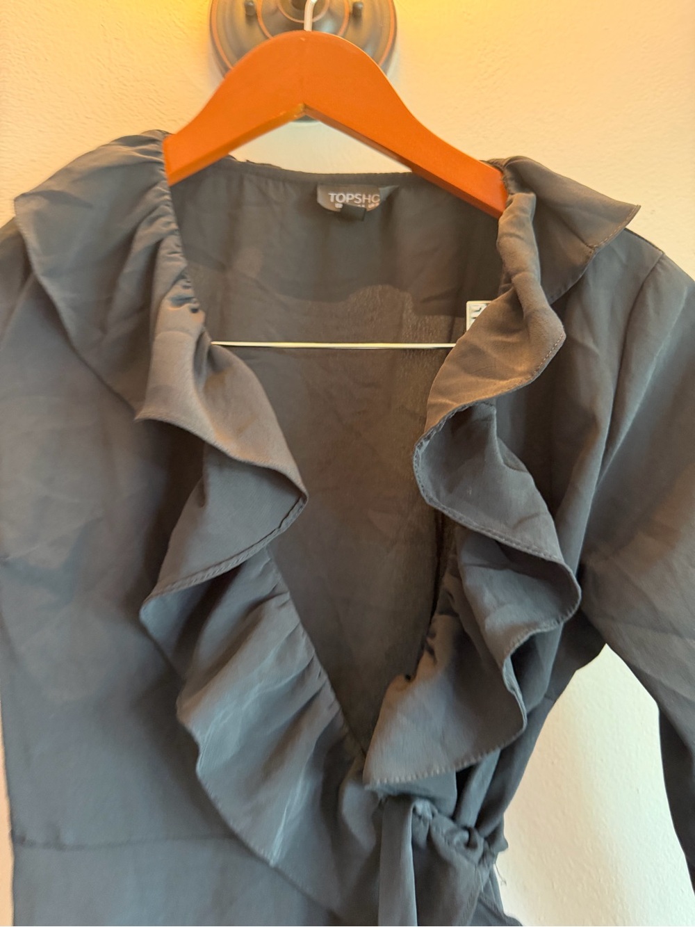 Topshop Black Ruffle Wrap Dress - Picture 3 of 5